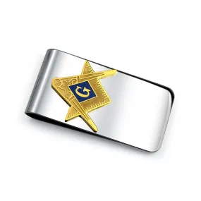 Freemasons Masonic Money Clip Card Holder Gold Plated Stainless Steel