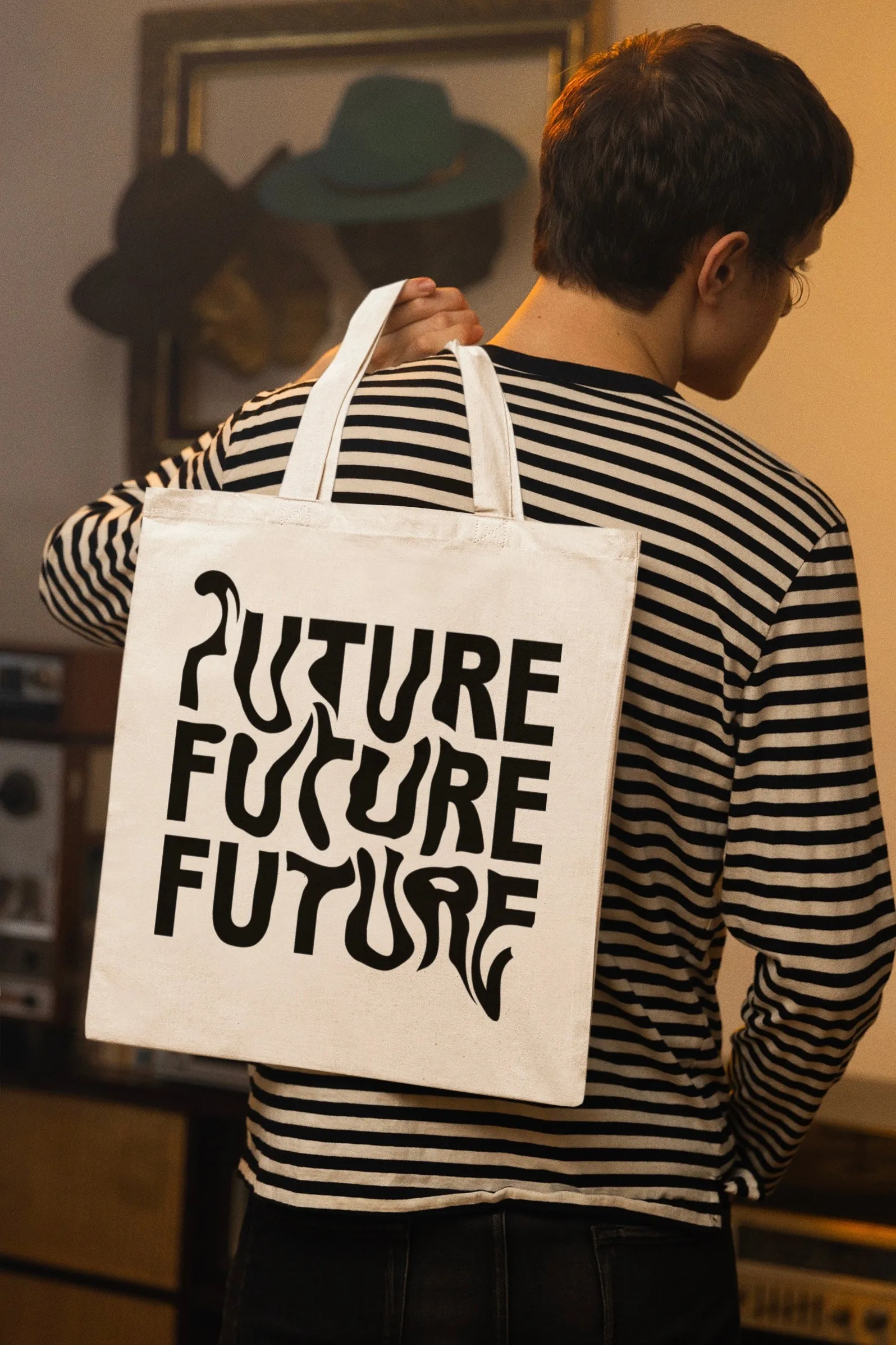 Future White Aesthetic Tote Bag With Zipper