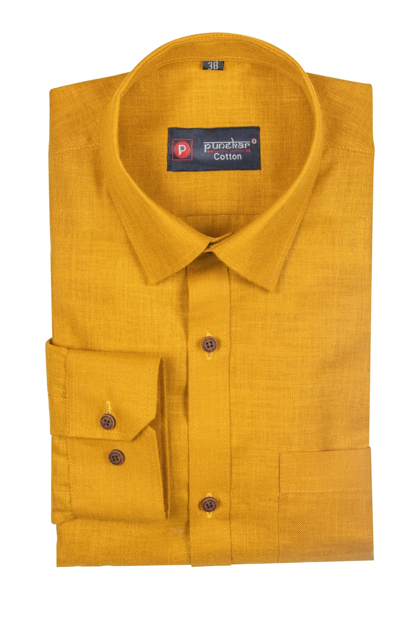 Golden Color Blended Linen Shirt For Men's