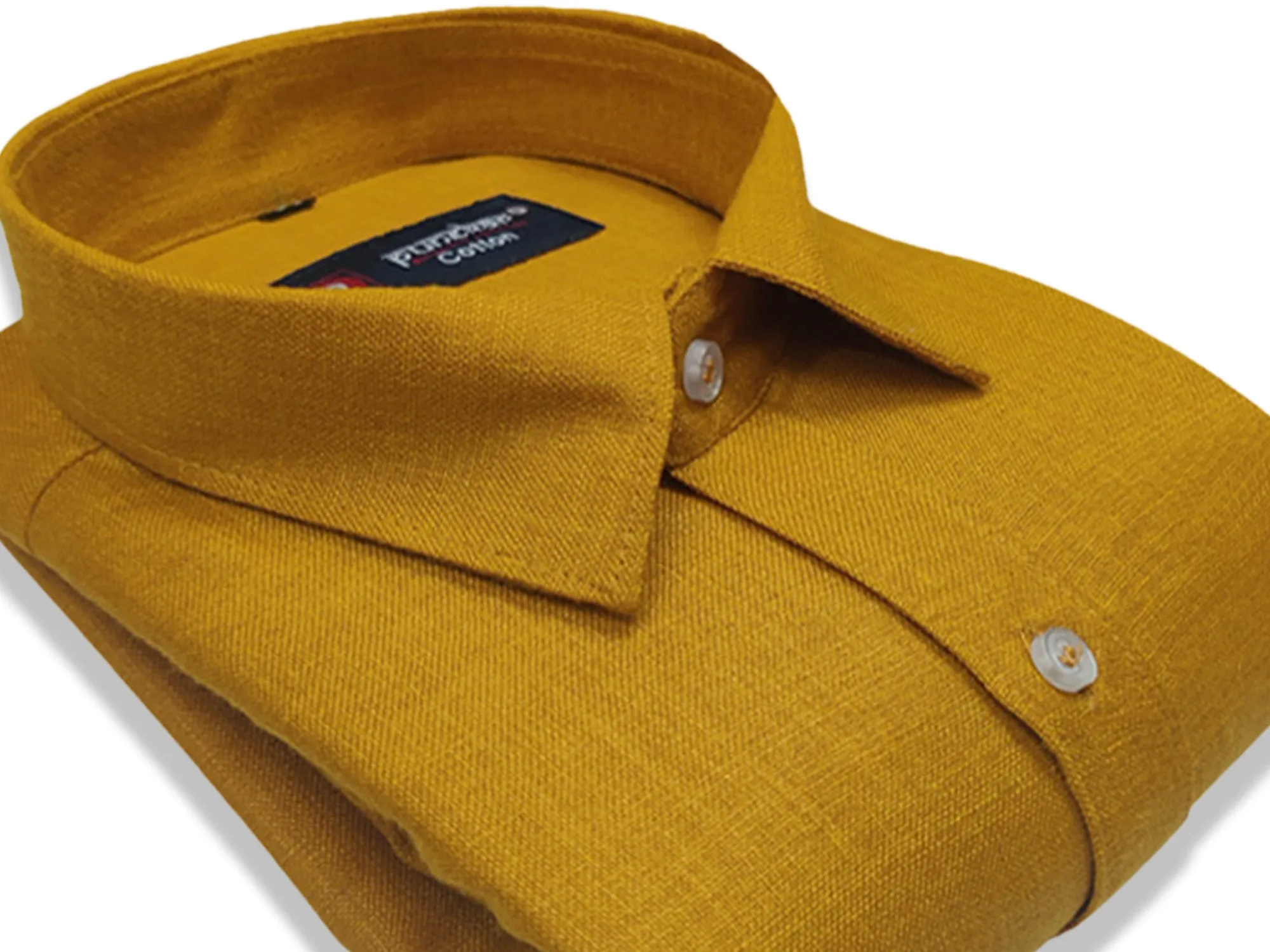 Golden Color Blended Linen Shirt For Men's