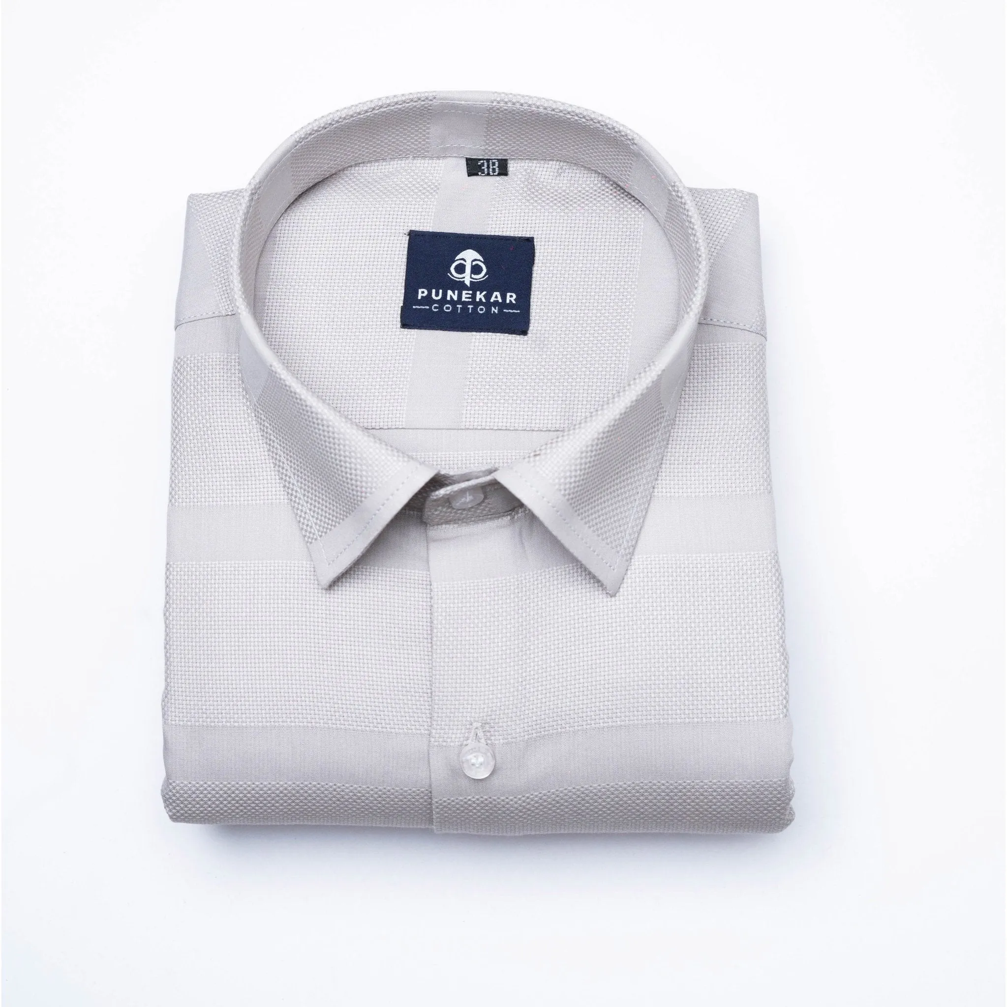 Grey Color Pure Cotton Wide Stripe Shirt For Men