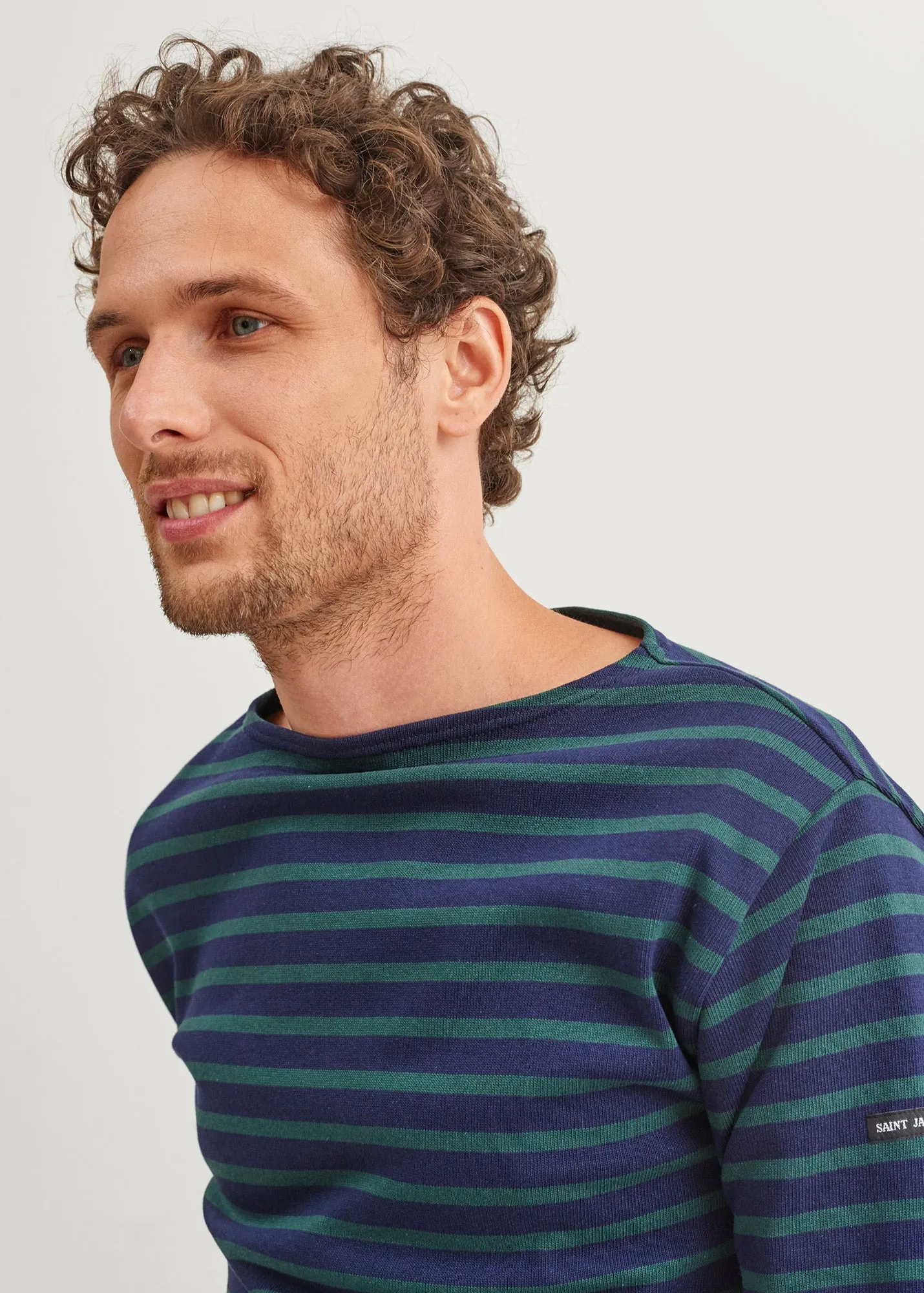 Guildo striped sailor shirt - boat neck, in thick cotton (NAVY/PIN)