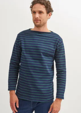 Guildo striped sailor shirt - boat neck, in thick cotton (NAVY/PIN)