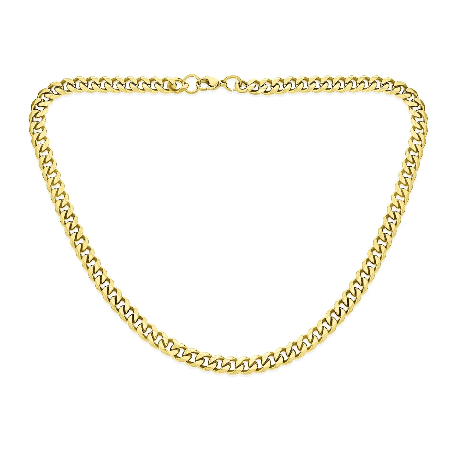 Heavy Duty Curb Chain Necklace Mens Gold Plated Stainless Steel 24 Inch 10 MM