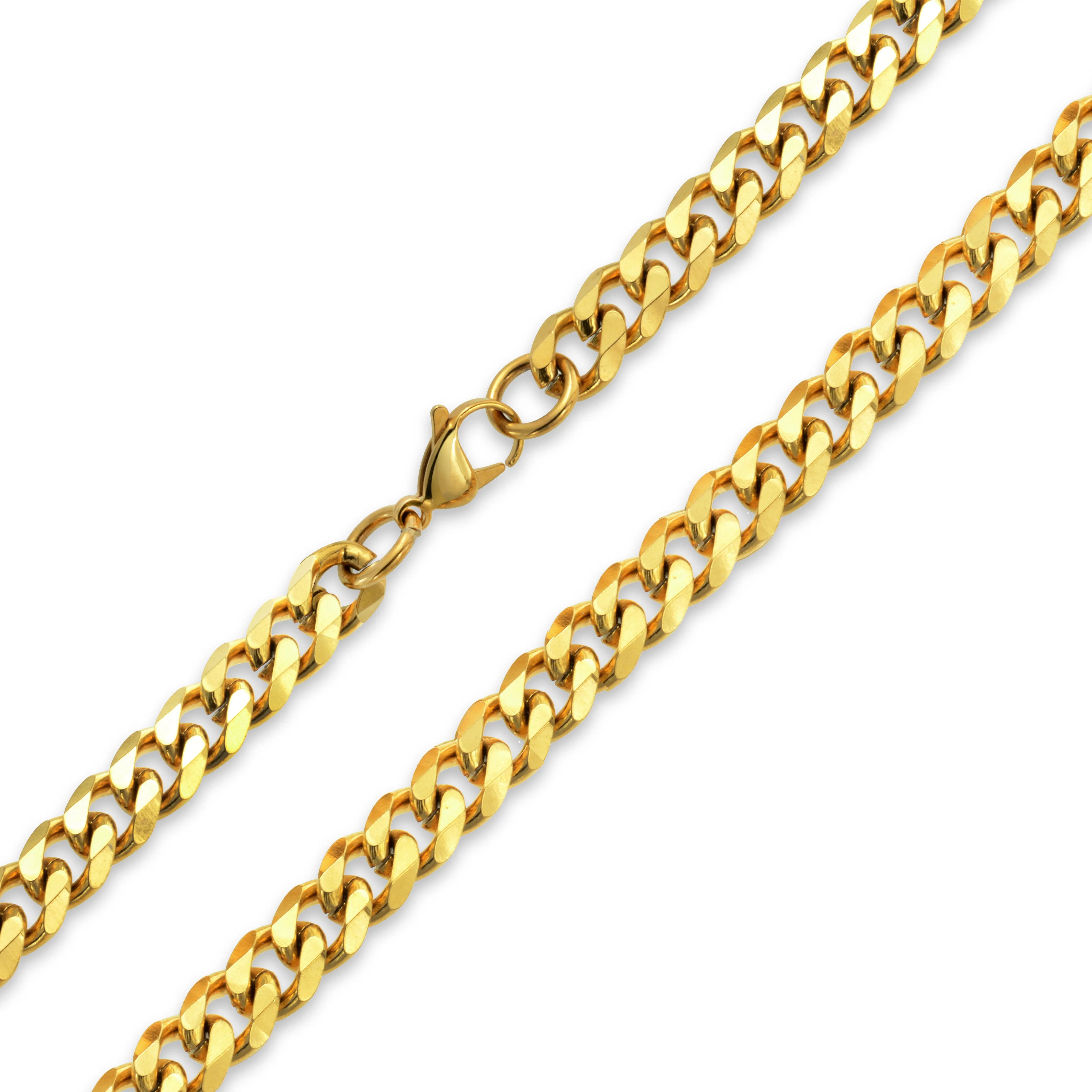 Heavy Duty Curb Chain Necklace Mens Gold Plated Stainless Steel 24 Inch 10 MM