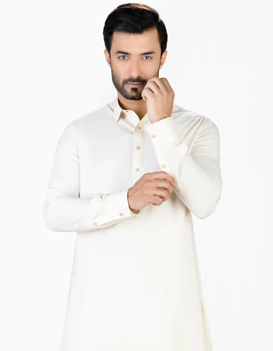 J. Mens Cream Blended Shalwar Kameez