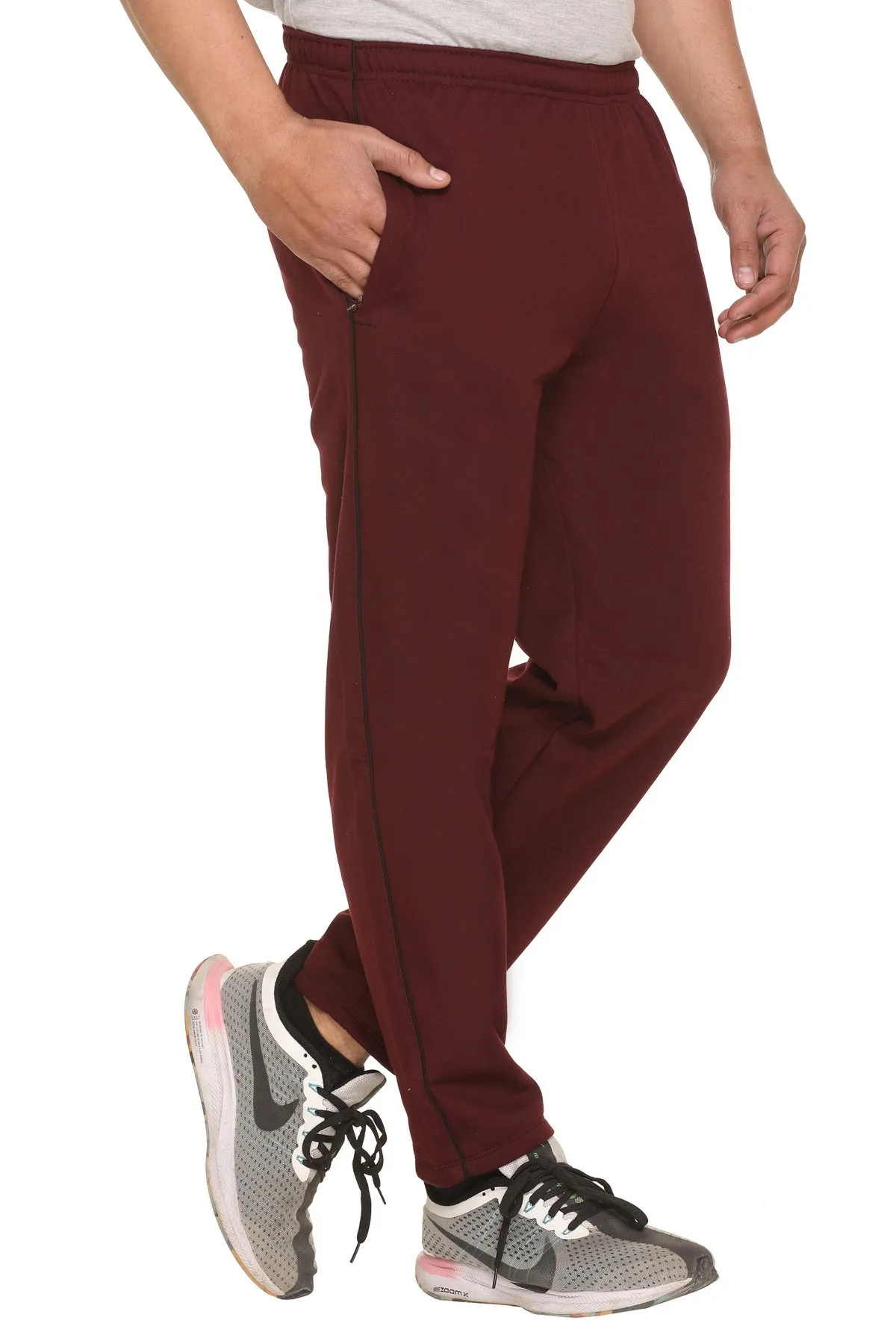 Jinxer Men Plus Size Winter Fleece Track Pants - Burgundy