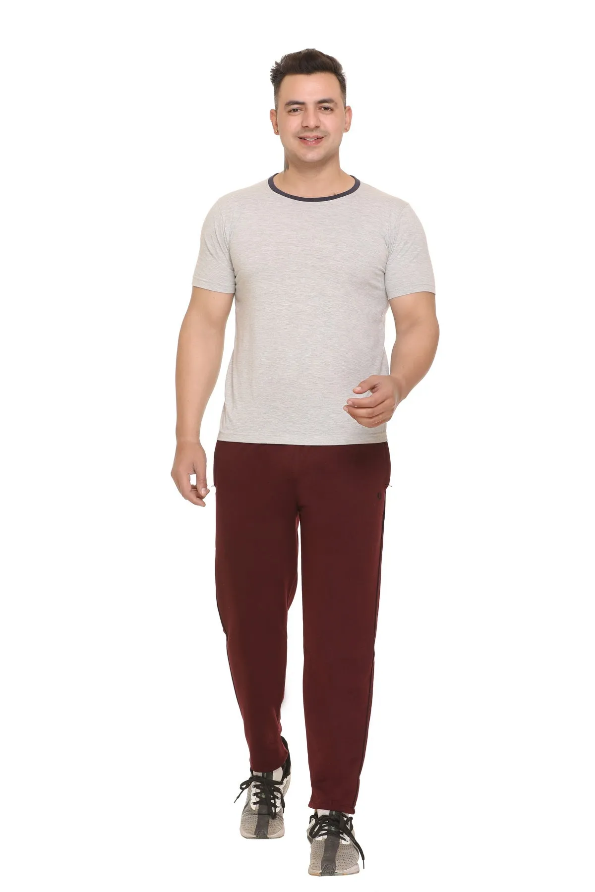 Jinxer Men Plus Size Winter Fleece Track Pants - Burgundy