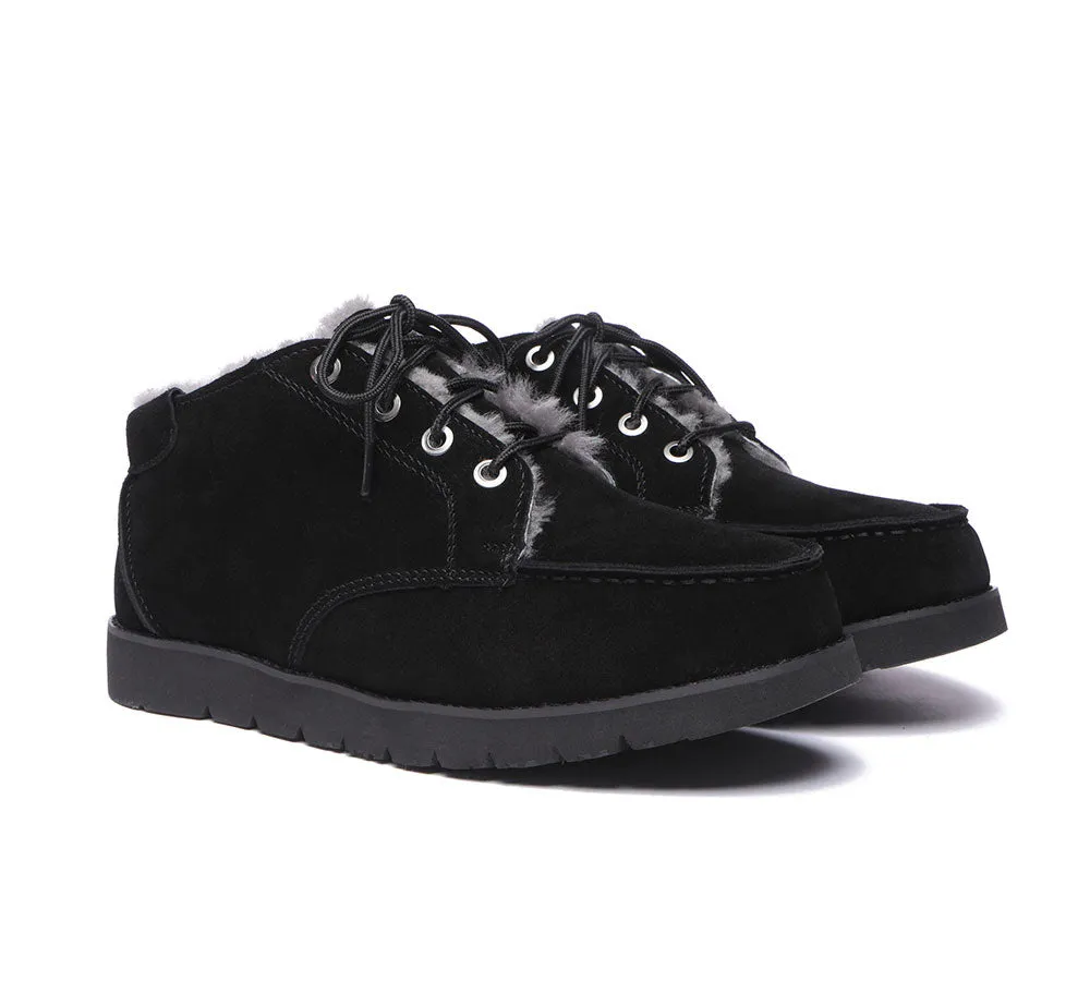 Lace Up Ankle Sheepskin Men Casual Boots Ryan