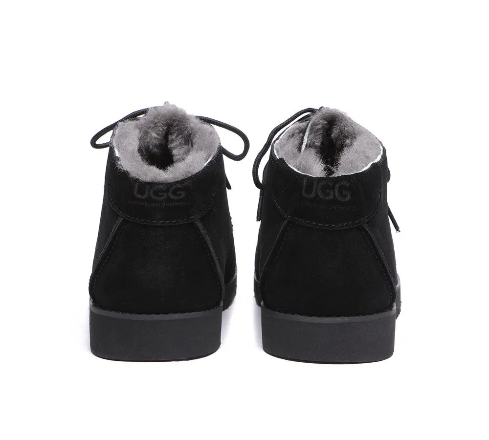 Lace Up Ankle Sheepskin Men Casual Boots Ryan