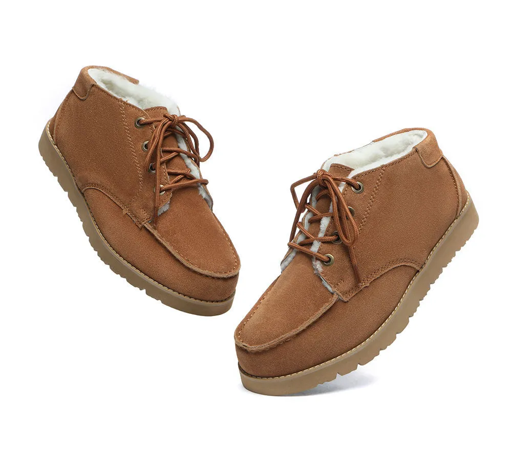 Lace Up Ankle Sheepskin Men Casual Boots Ryan