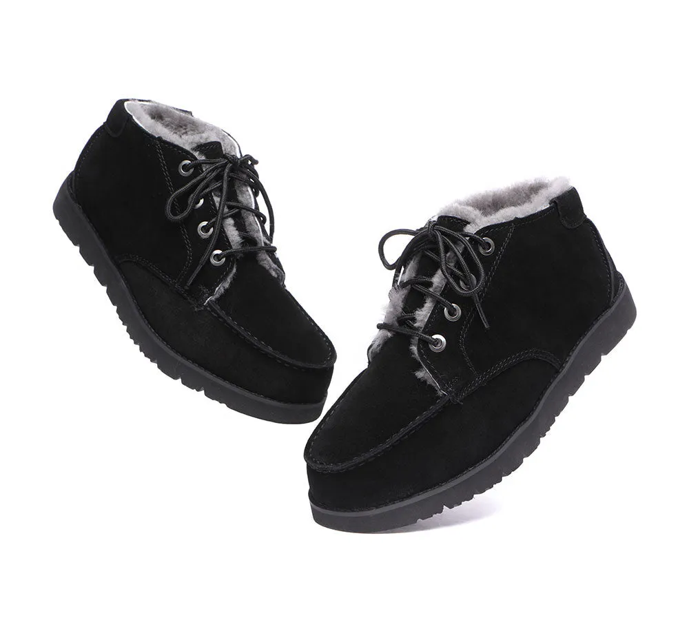 Lace Up Ankle Sheepskin Men Casual Boots Ryan