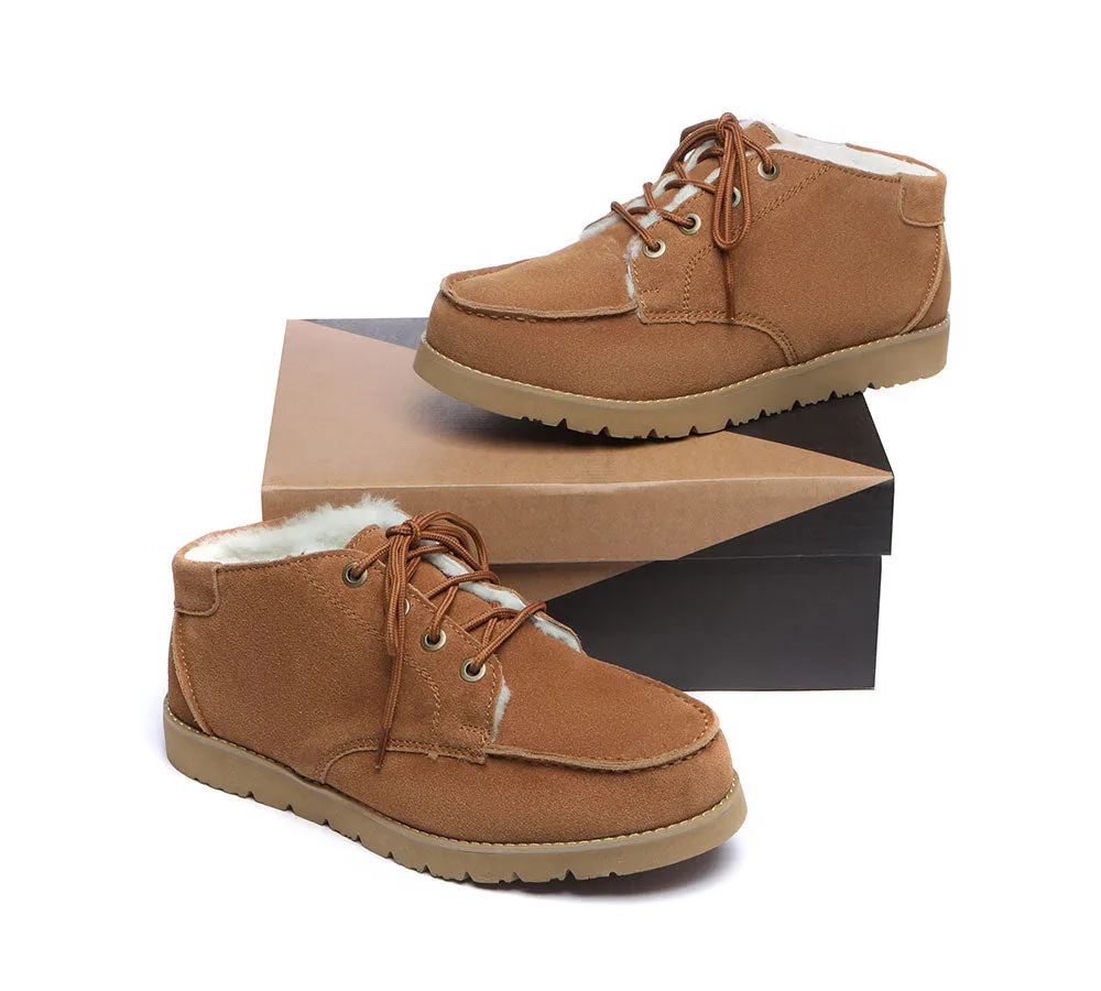 Lace Up Ankle Sheepskin Men Casual Boots Ryan