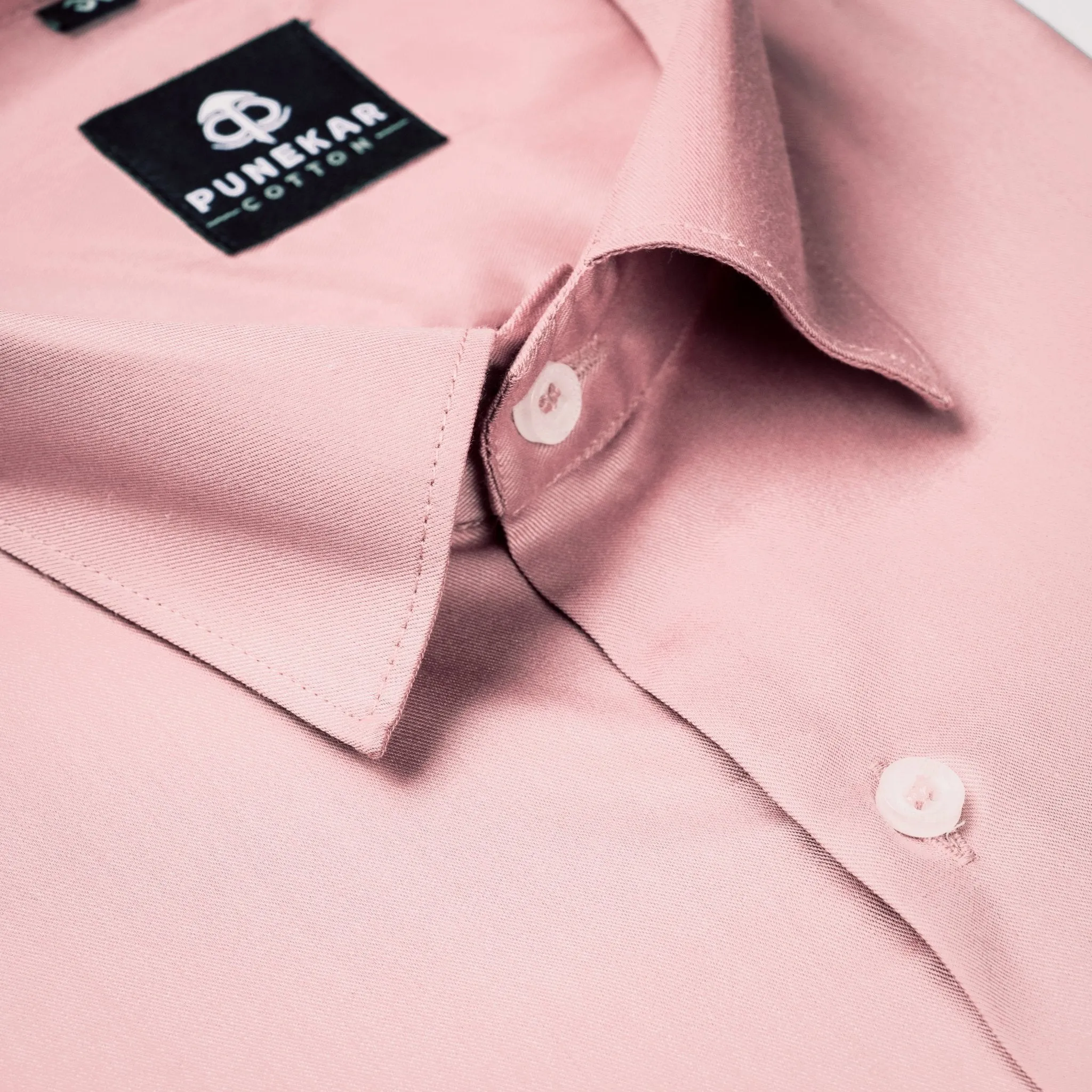 Light Pink Soft Satin Cotton Shirt For Men