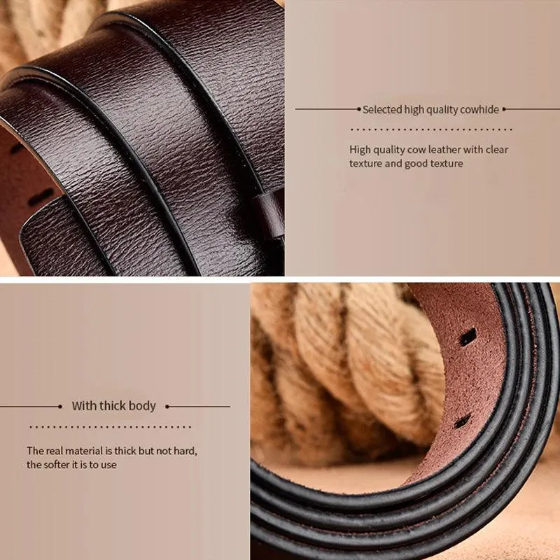 Male Leather Belt Men Male Genuine Leather Strap Luxury Pin Buckle Belts