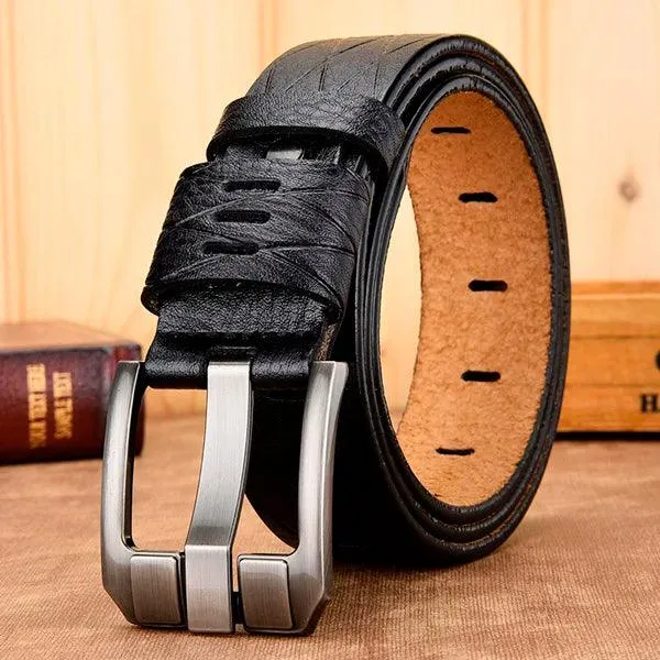 Male Leather Belt Men Male Genuine Leather Strap Luxury Pin Buckle Belts