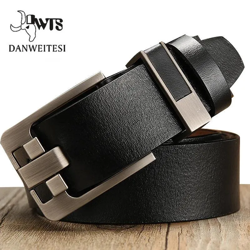 Male Leather Belt Men Male Genuine Leather Strap Luxury Pin Buckle Belts