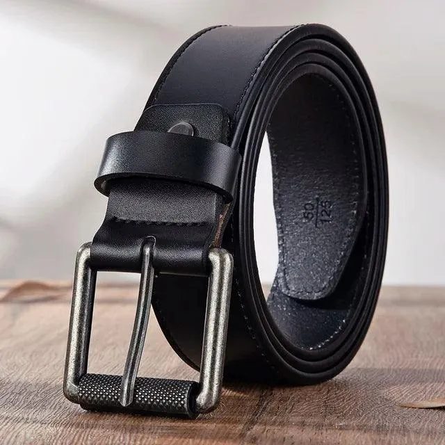 Male Leather Belt Men Male Genuine Leather Strap Luxury Pin Buckle Belts