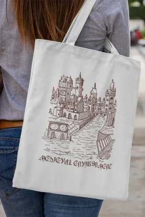 Medieval Environment Aesthetic White Tote Bag With Zipper