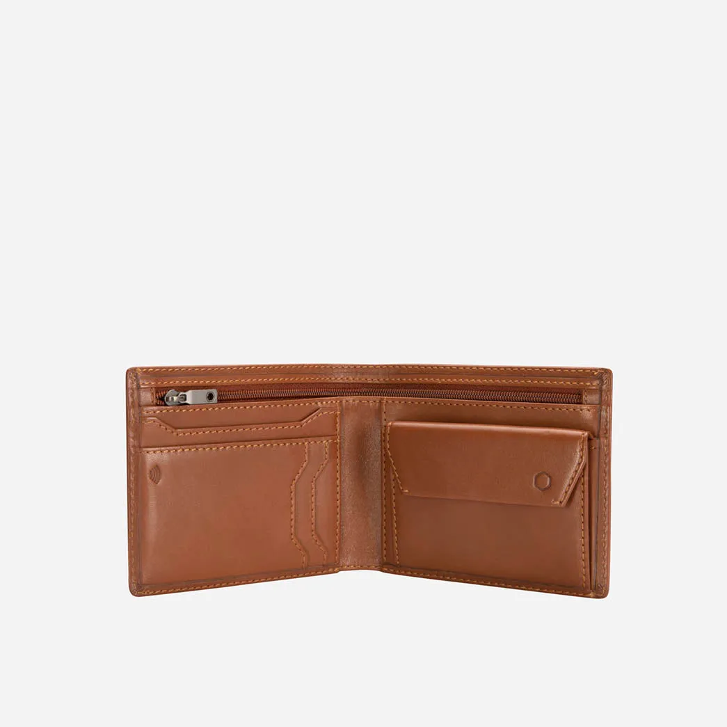 Medium Bifold Wallet With Coin, Tan