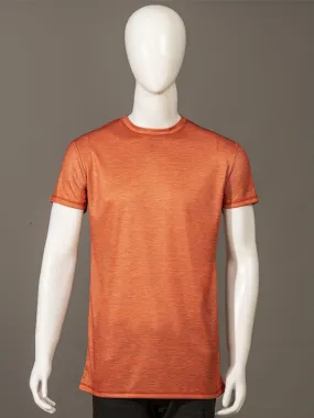 Men Crew Neck Orange Sports T-shirt