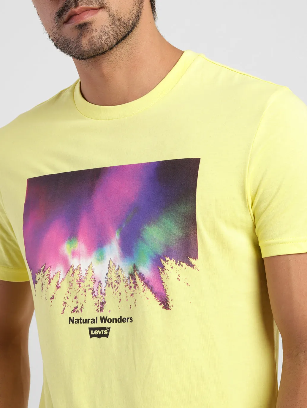 Men's Abstract Print Crew Neck T-shirt Yellow