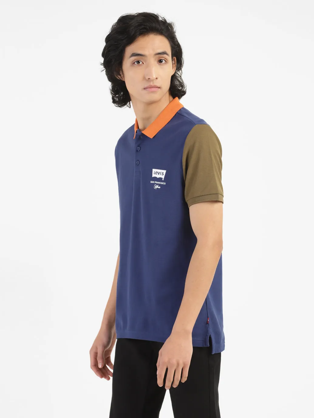 Men's Blue Polo Collar T-Shirt