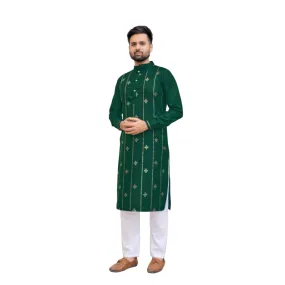 Men's Cotton Green Kurta Pajama