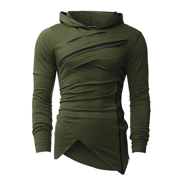 Men's Irregular Hem Pullover Hoodie