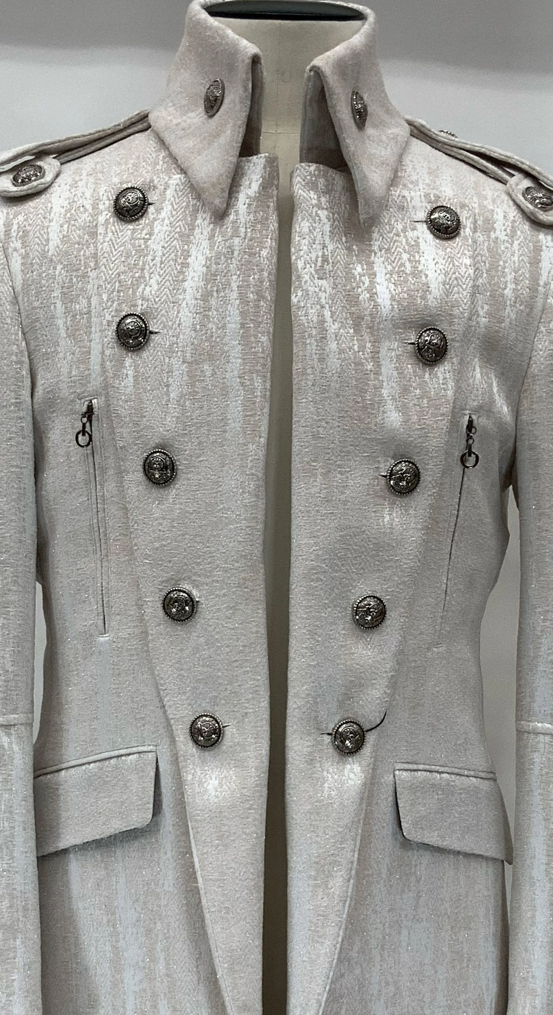 mens long coat, white