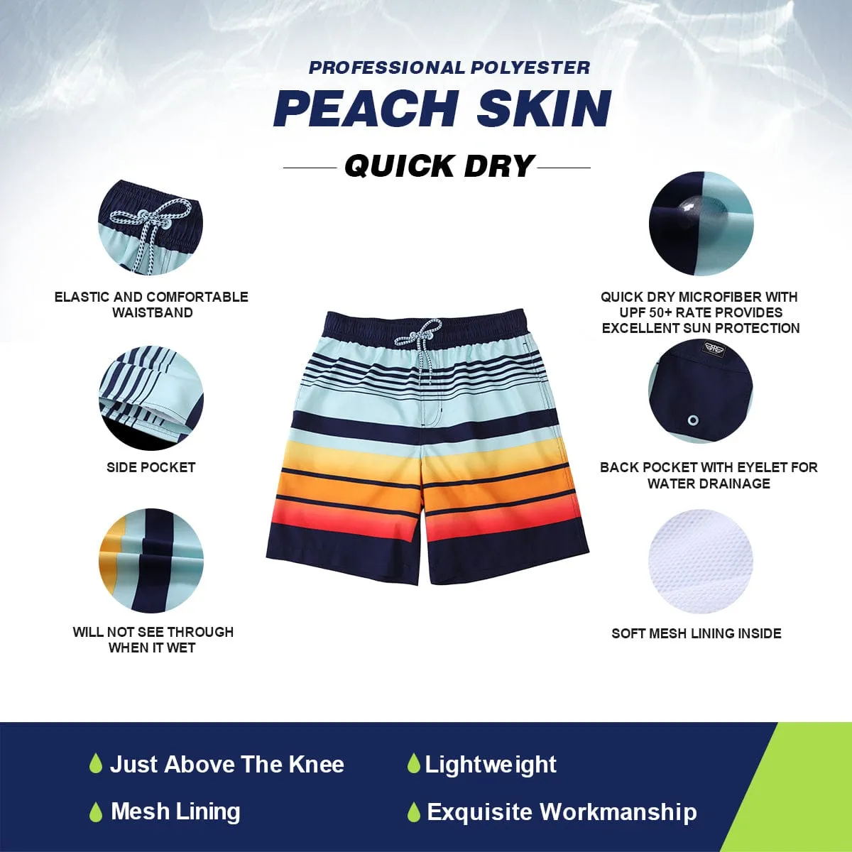 Men's Quick Dry Mesh Lined Swim Trunks