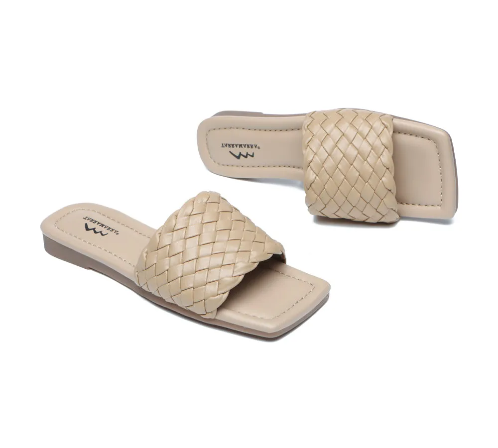 Open Square Toe Woven Flat Sandals Women Taunia