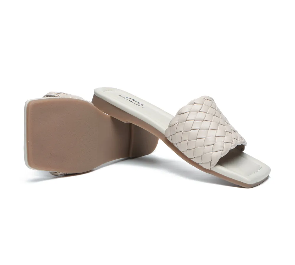 Open Square Toe Woven Flat Sandals Women Taunia