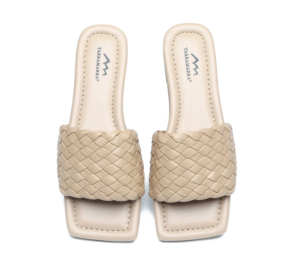 Open Square Toe Woven Flat Sandals Women Taunia