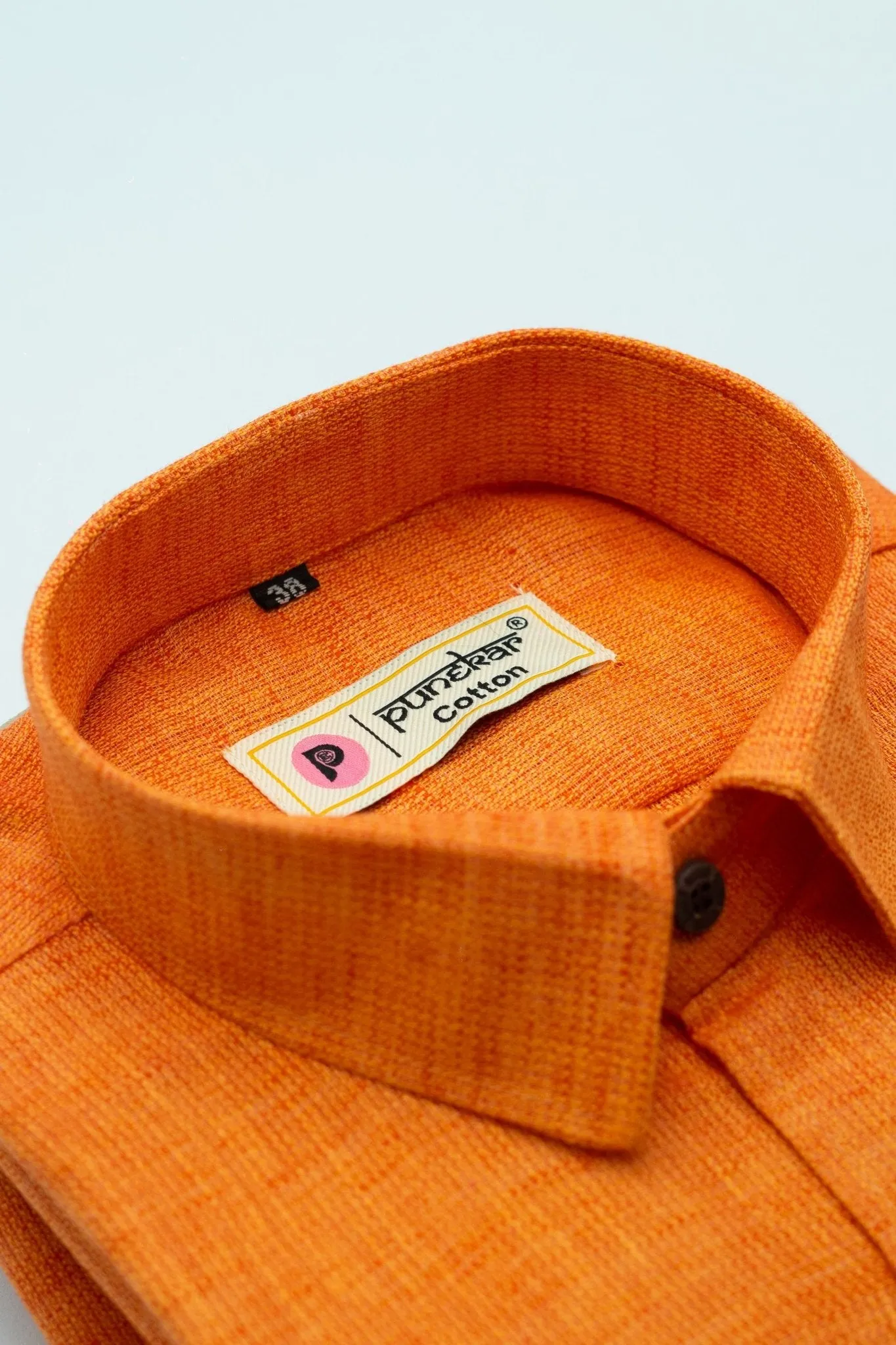 Orange Color Combed Cotton Shirts For Men