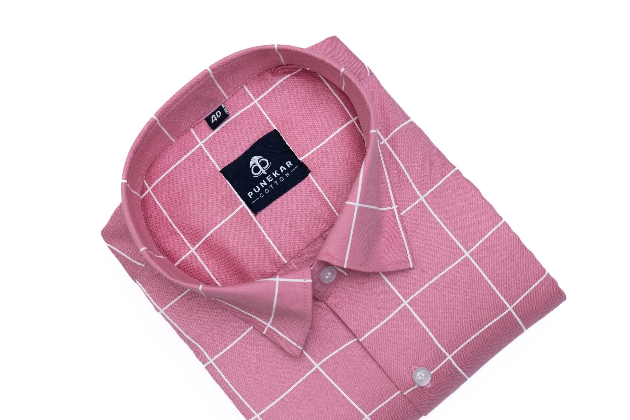 Pink Color Big Checks Cotton Shirts For Men