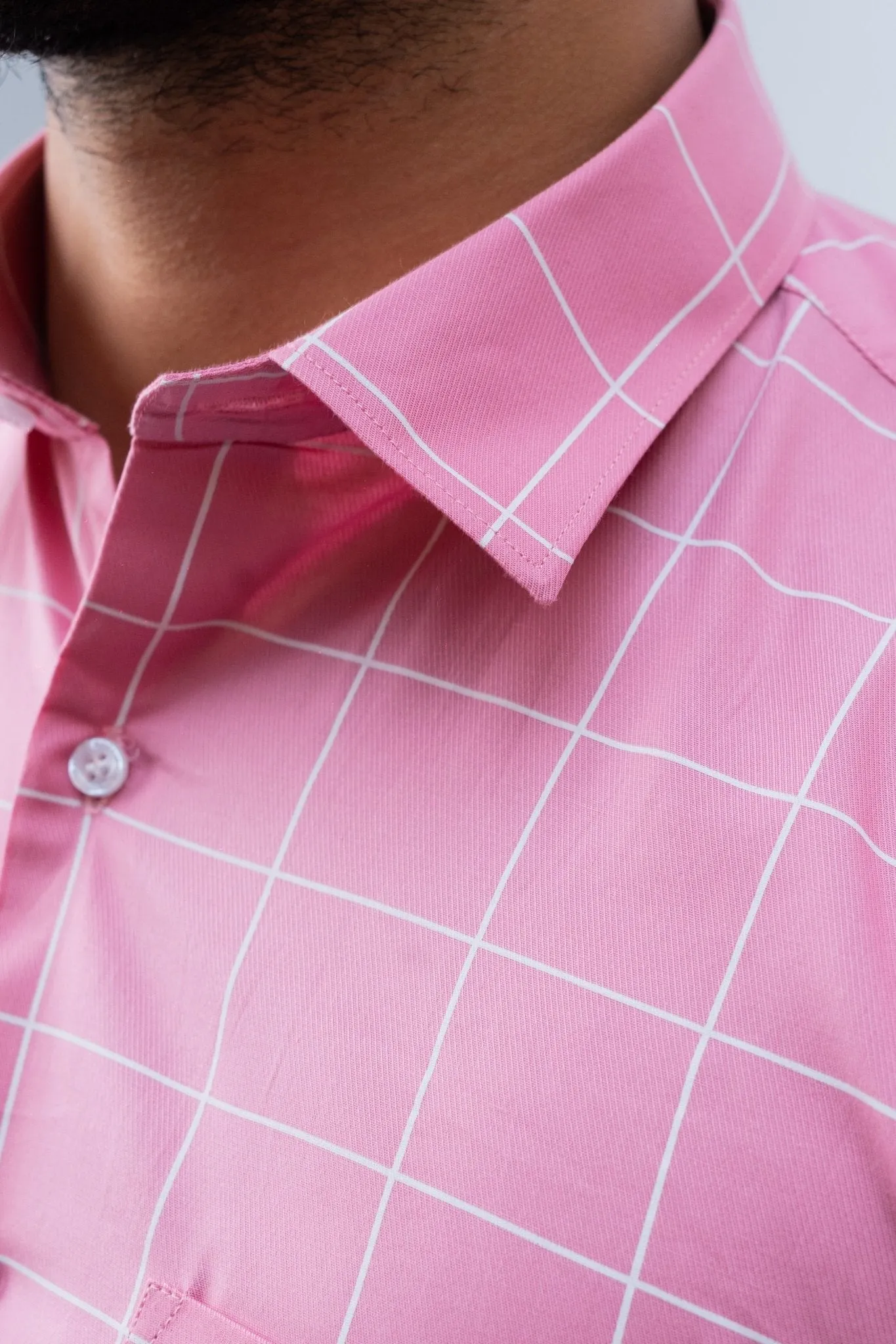 Pink Color Big Checks Cotton Shirts For Men