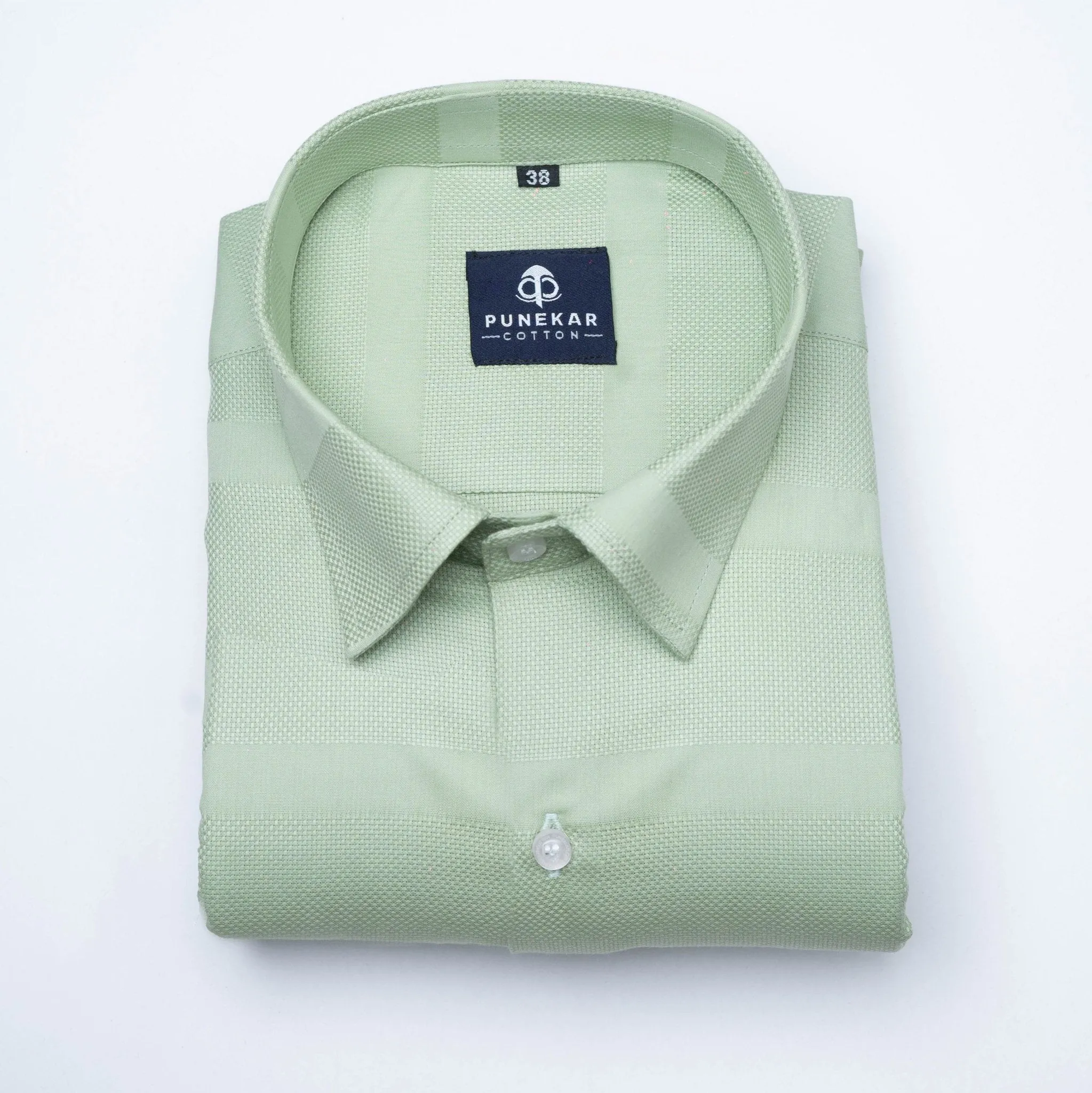 Pista Green Color Pure Cotton Wide Stripe Shirt For Men