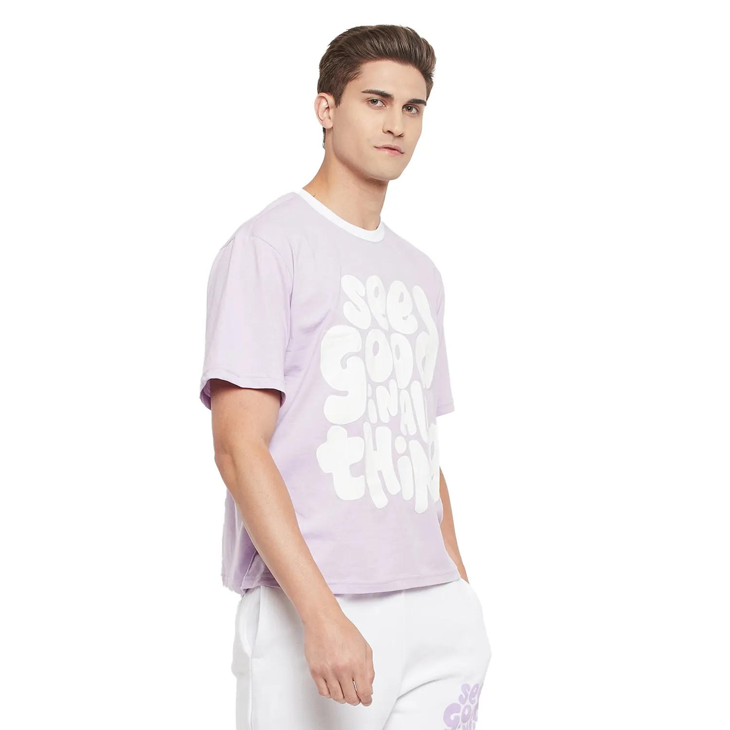 Plum Overisized Printed Tee