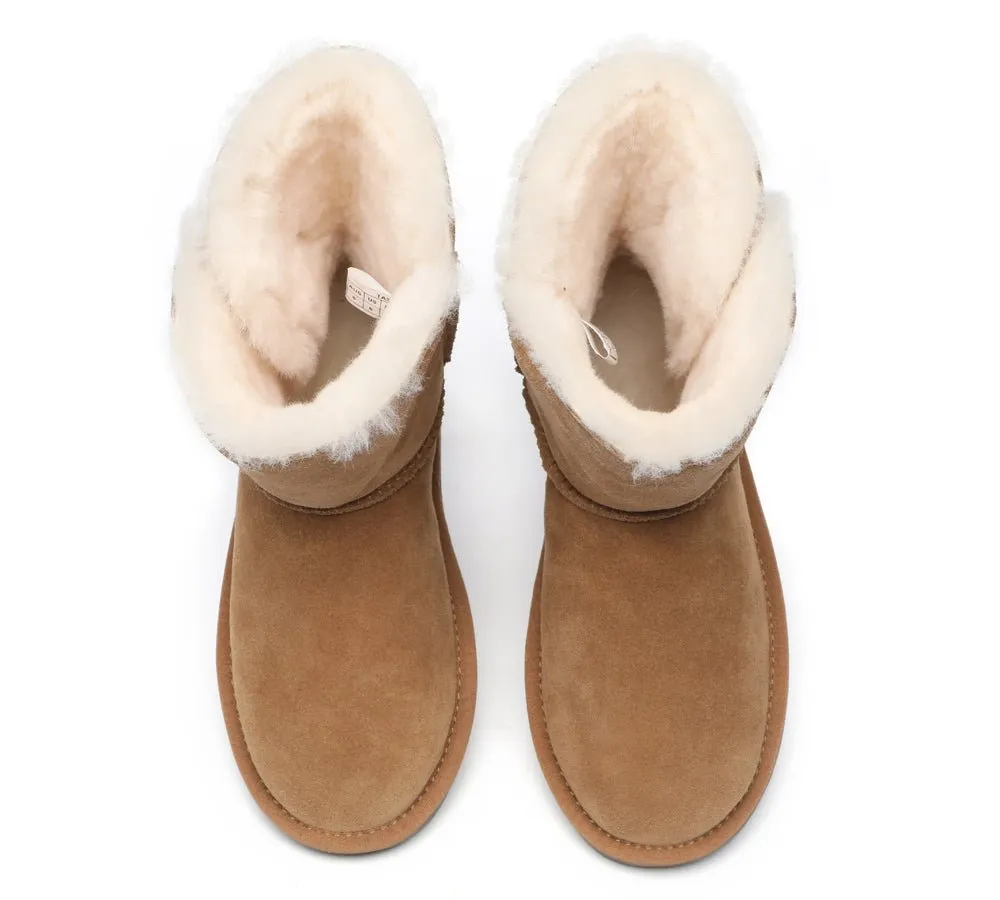 Premium Australian Sheepskin Boots Unisex Short Button Plus