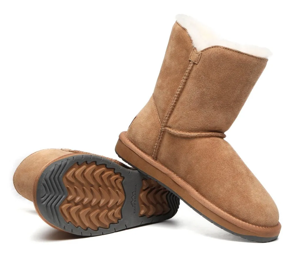 Premium Australian Sheepskin Boots Unisex Short Button Plus