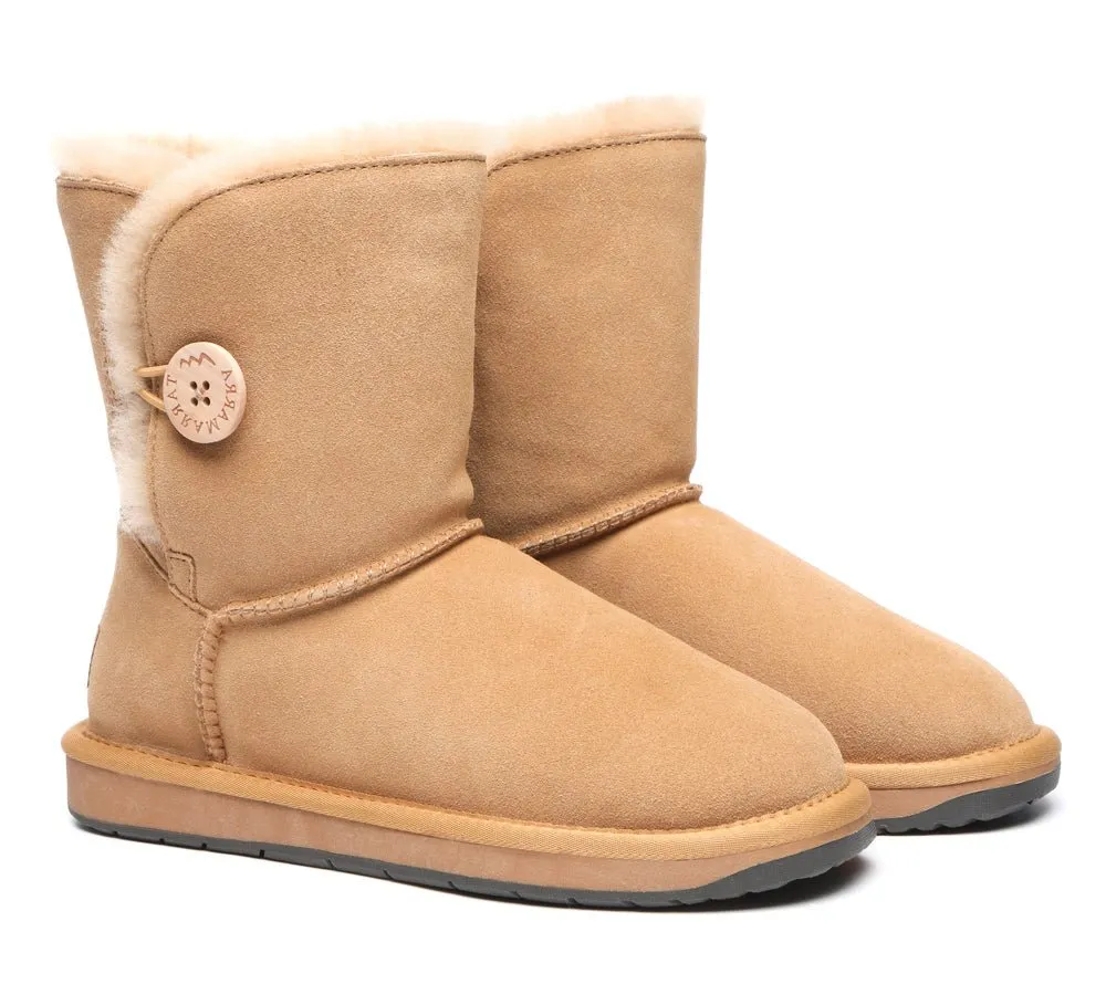 Premium Australian Sheepskin Boots Unisex Short Button Plus