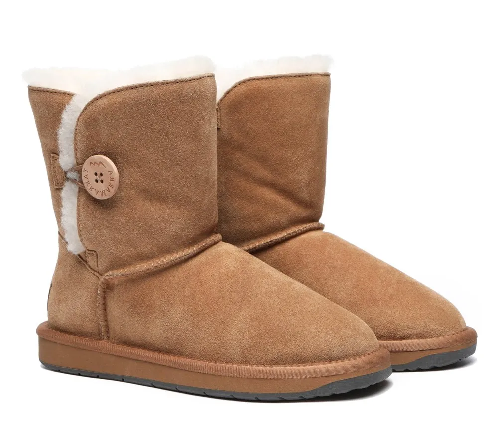 Premium Australian Sheepskin Boots Unisex Short Button Plus