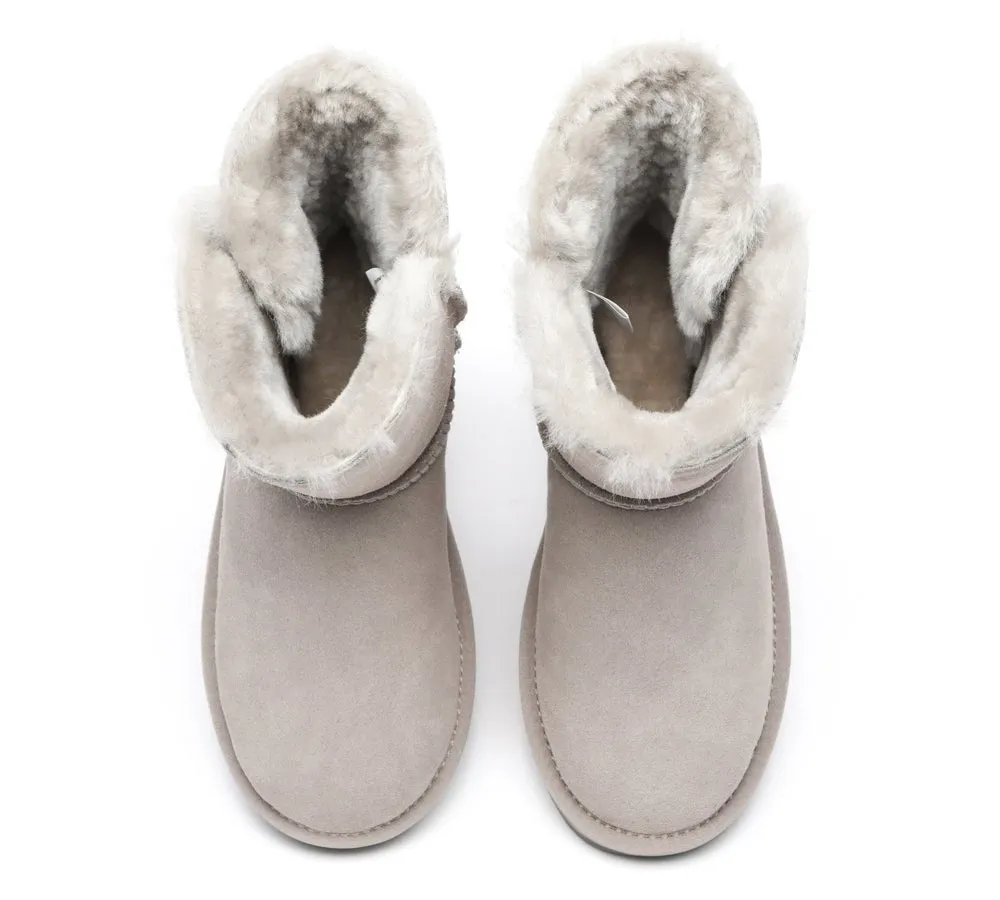 Premium Australian Sheepskin Boots Unisex Short Button Plus