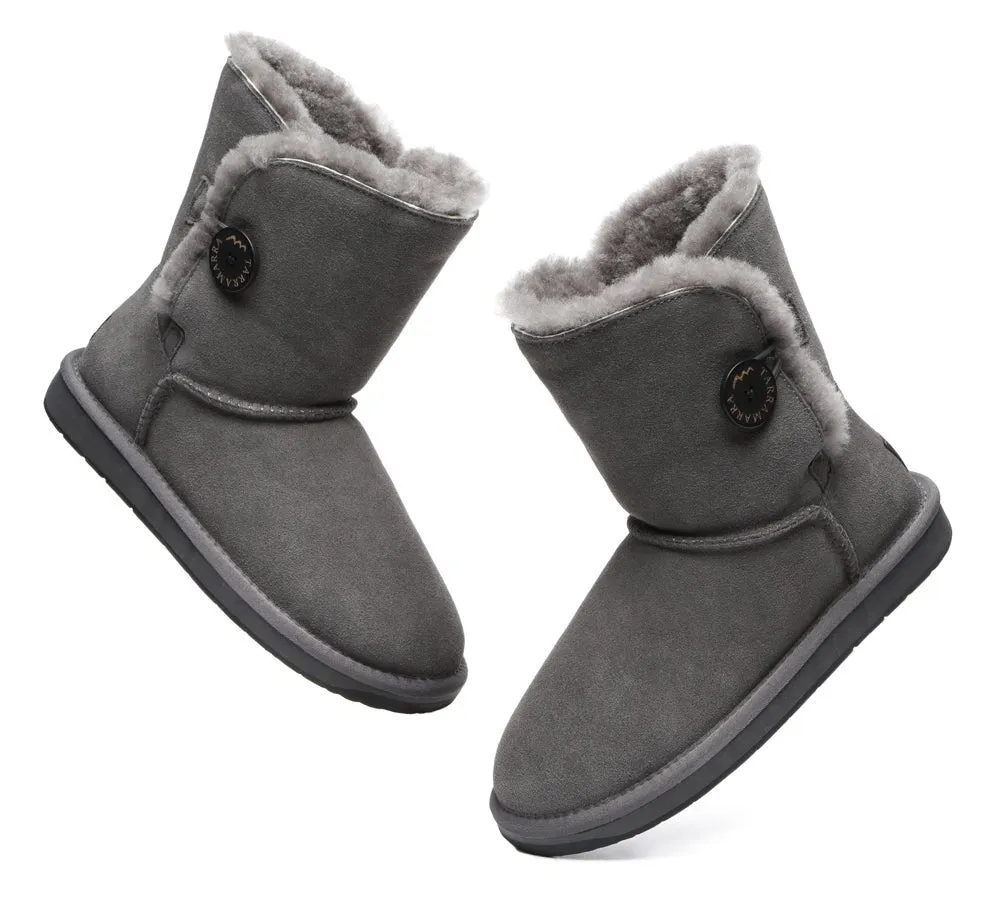 Premium Australian Sheepskin Boots Unisex Short Button Plus