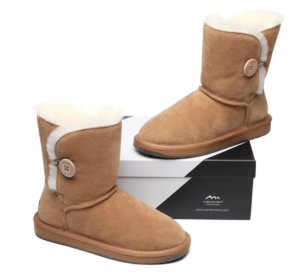 Premium Australian Sheepskin Boots Unisex Short Button Plus