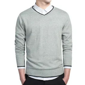 Pullover Men V-neck Casual Long Sleeve Sweaters