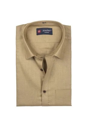 Punekar Cotton Light Brown Color Silky Linen Cotton Shirt for Men's.