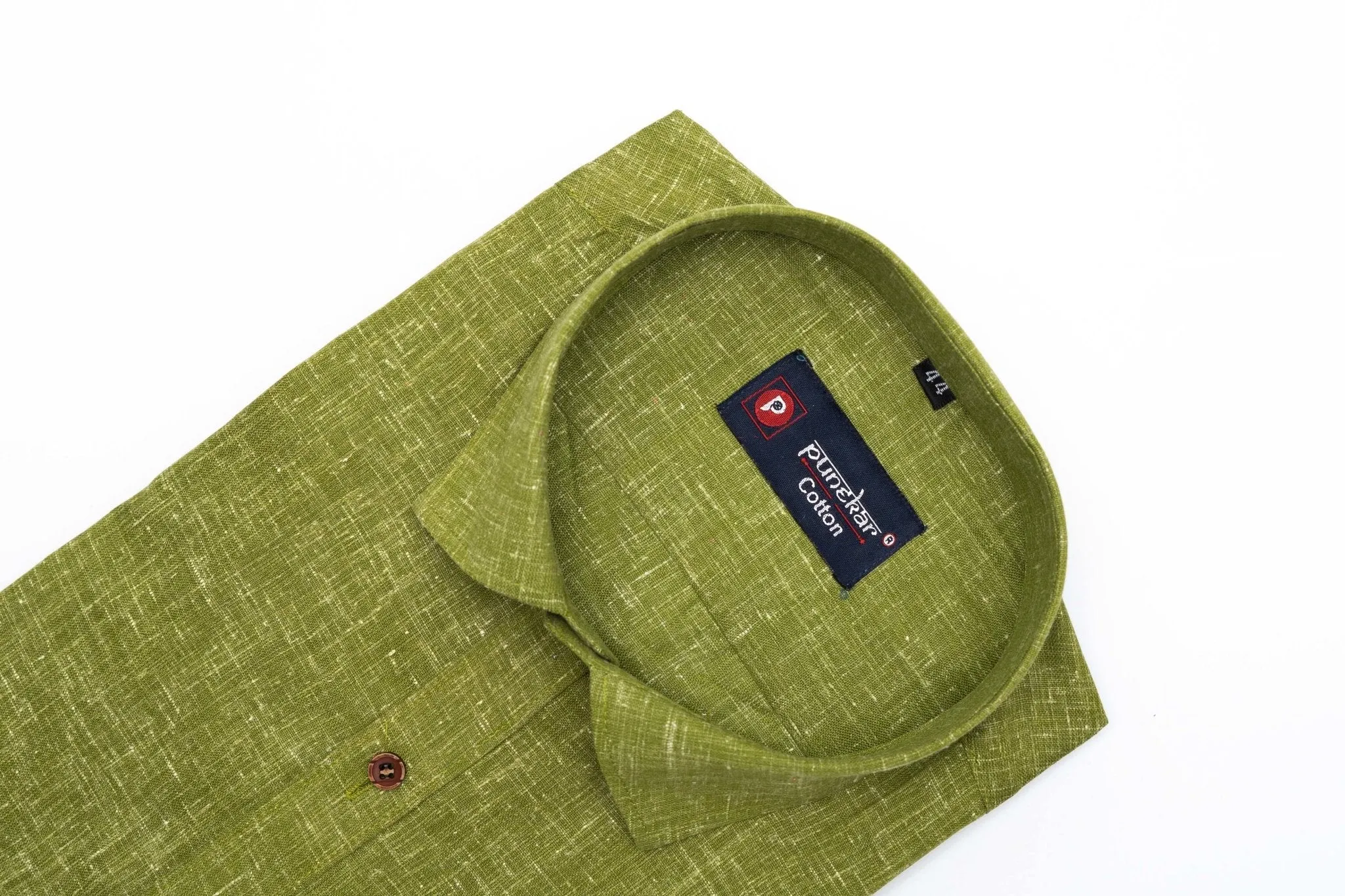 Punekar Cotton Men's Formal Handmade Mehandi Color Shirt for Men's.