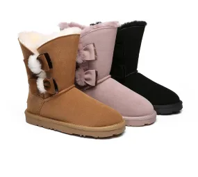 Sheepskin Double Bow Boots Women Eira